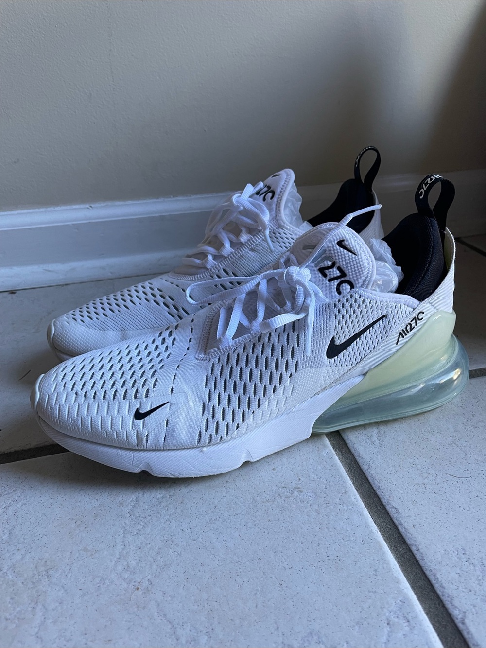 Nike White and Black Air Max 270 Sneakers